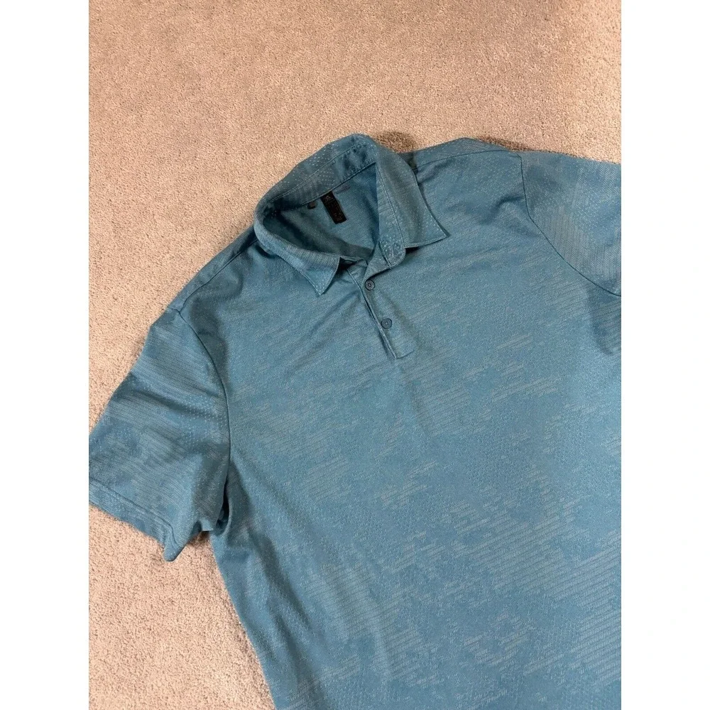 Adidas Primegreen Men's‎ Golf Polo Shirt L Blue Camo Short Sleeve Vented Euc